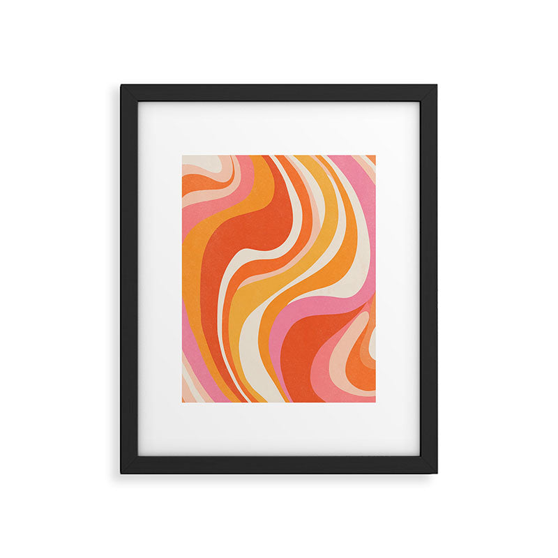 Bold Pink and Orange Groovy Swirl Abstract Pattern 70s Framed Art Print Gallery Image 5