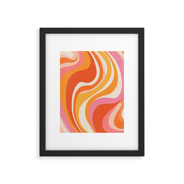 Bold Pink and Orange Groovy Swirl Abstract Pattern 70s Framed Art Print Gallery Image 1