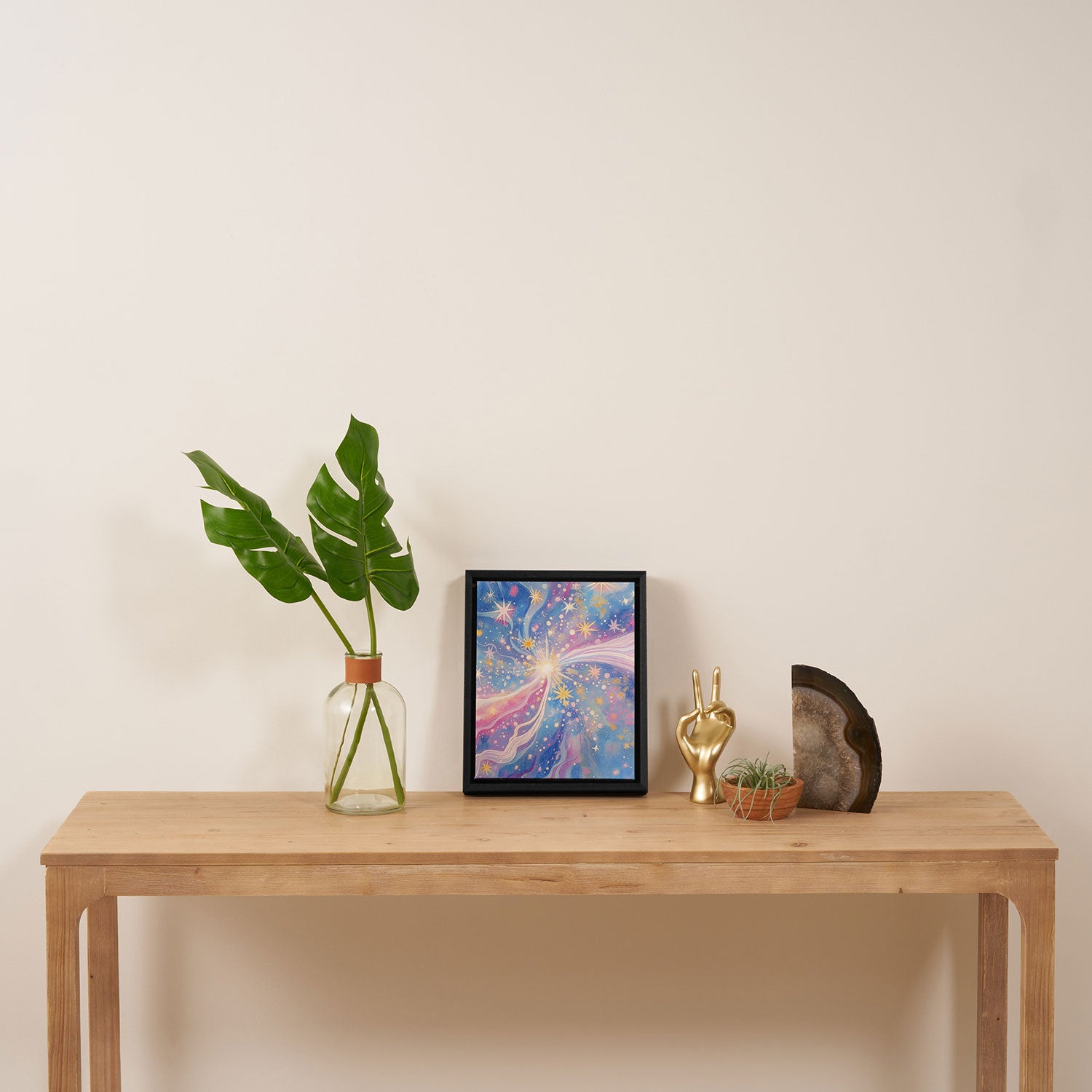 Celestial Burst in Pastel Galaxy Ethereal Starry Night Sky Framed Canvas Print Gallery Image 4
