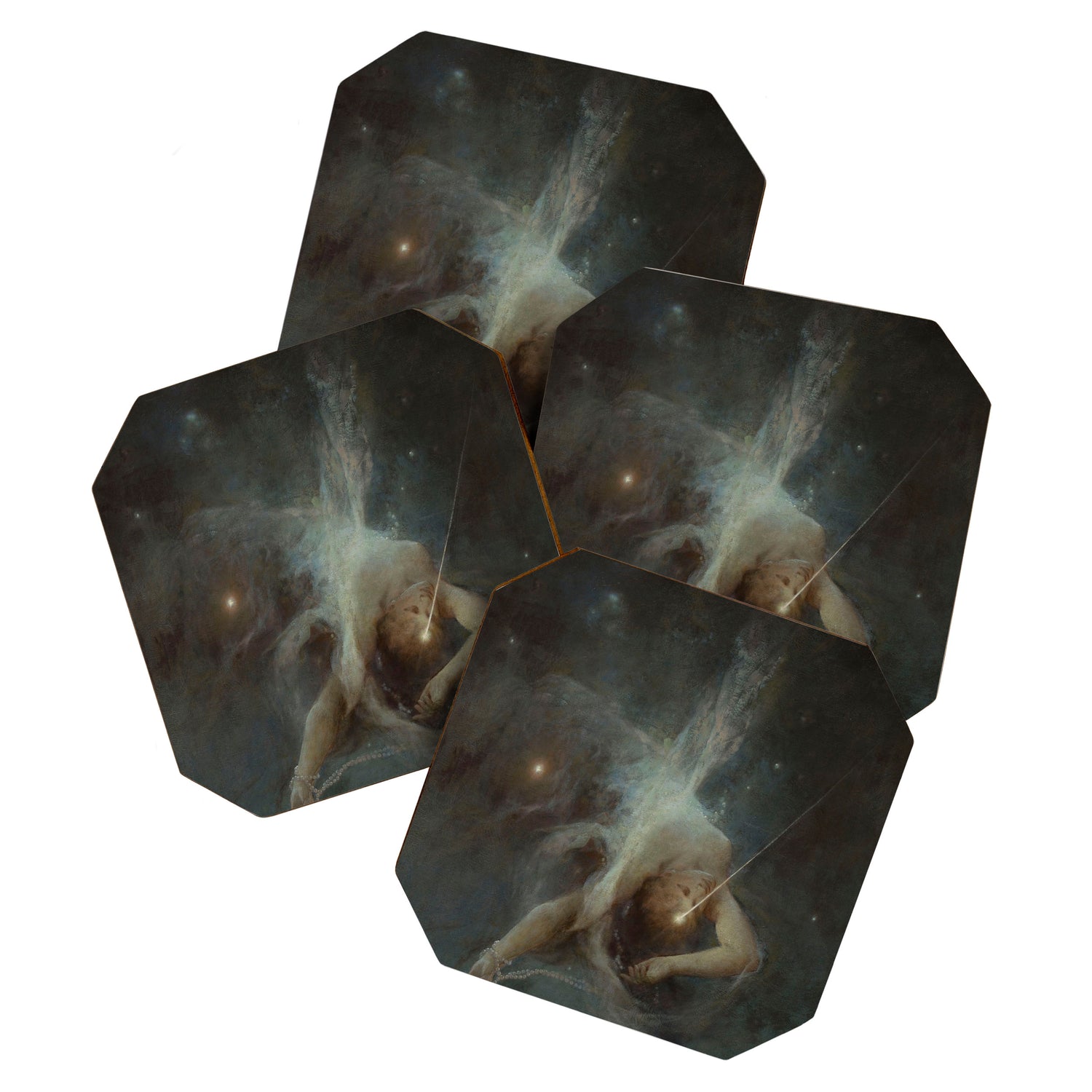 Celestial Dreamscape Woman Floating Among Stars Coaster Gallery Image 1