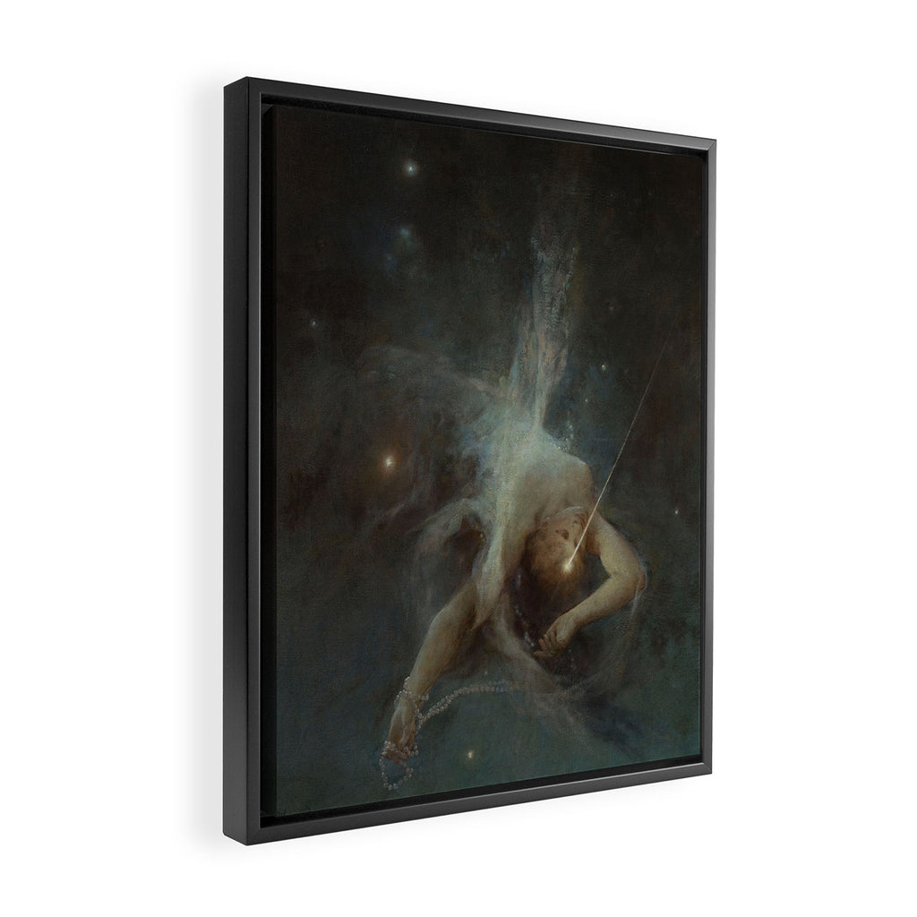 Celestial Dreamscape Woman Floating Among Stars Framed Canvas Print Gallery Image 2