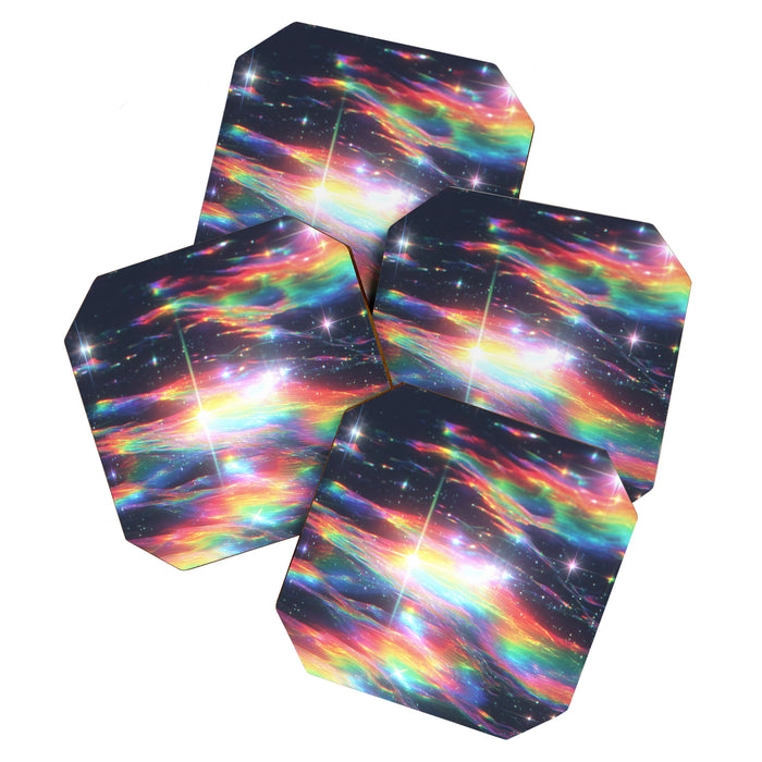 Celestial Rainbow Drift Abstract Space Prism Light and Ethereal Glow Coaster Gallery Image 1