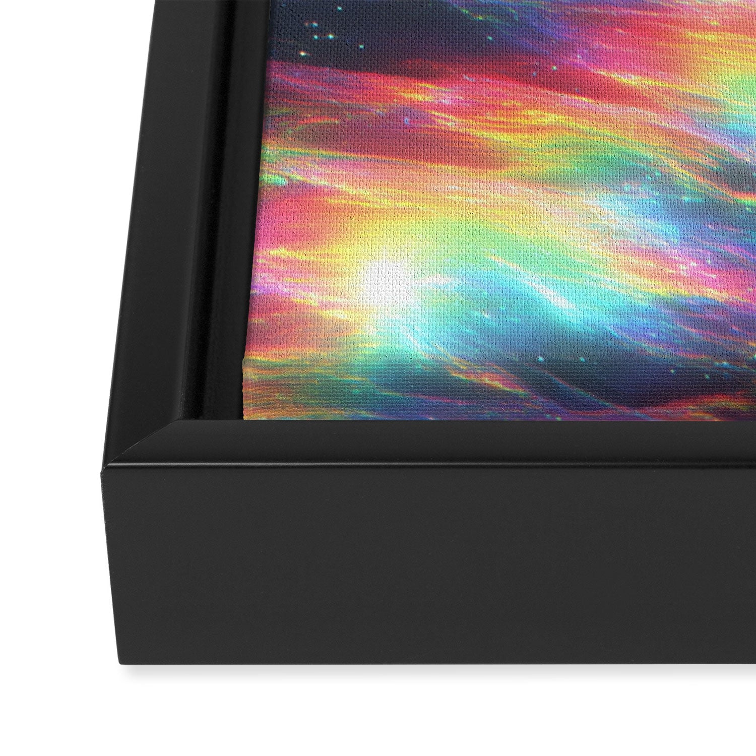 Celestial Rainbow Drift Abstract Space Prism Light and Ethereal Glow Framed Canvas Print Gallery Image 3