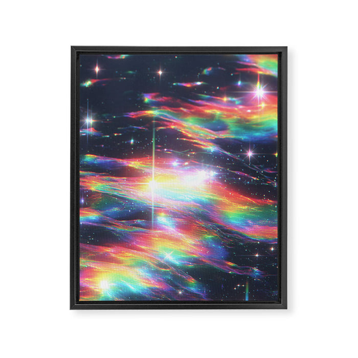 Celestial Rainbow Drift Abstract Space Prism Light and Ethereal Glow Framed Canvas Print Gallery Image 1