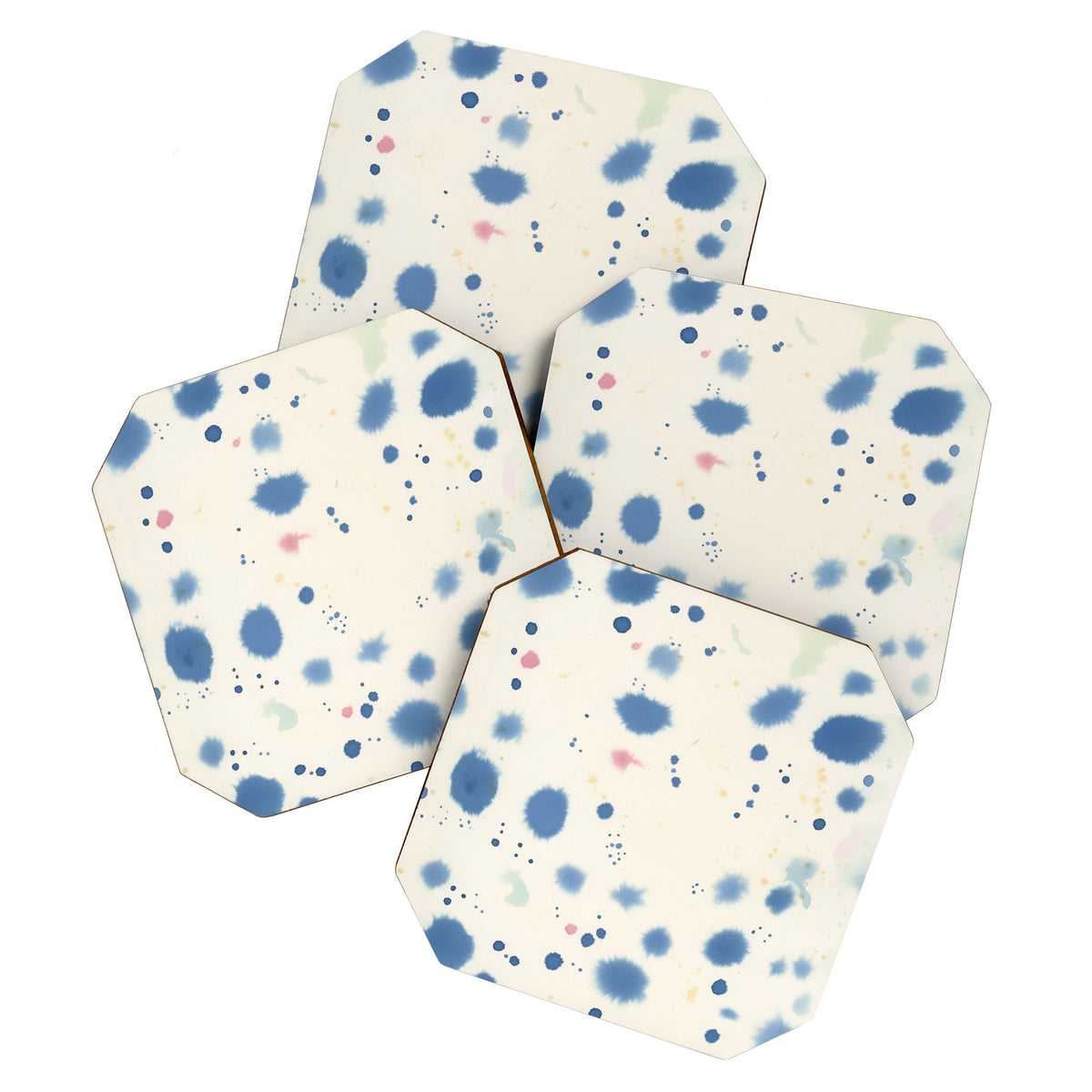Cloudy Abstract Indigo Blue Spots Coaster Gallery Image 1