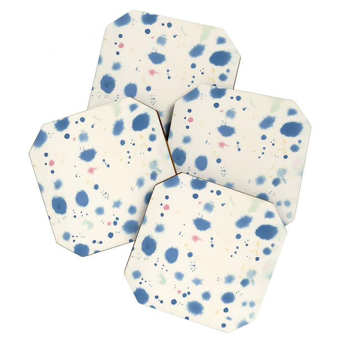 Cloudy Abstract Indigo Blue Spots Coaster Gallery Image 1