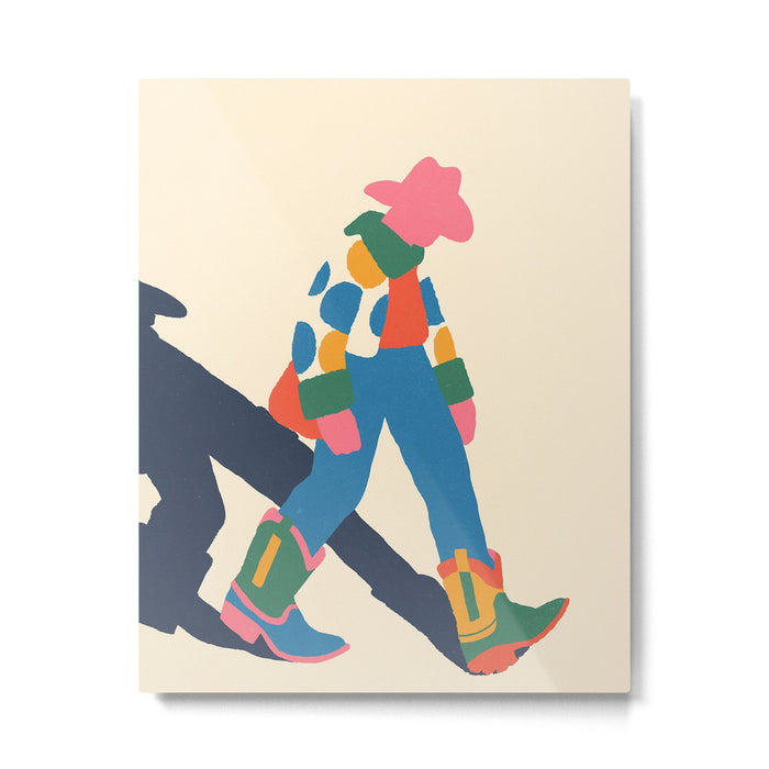 Color Block Cowboy Stroll Metal Print Gallery Image 1