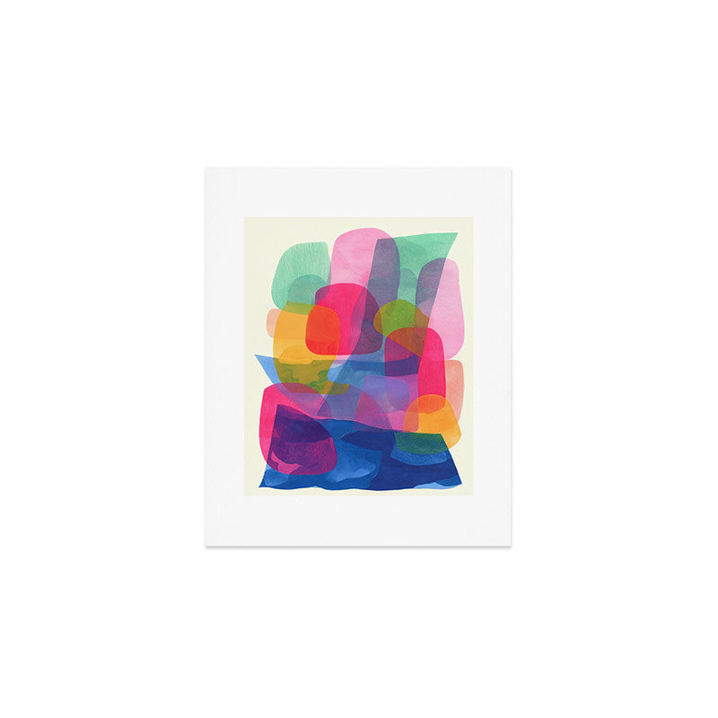 Colorful Abstract Shapes Soft Overlap Composition Art Print Gallery Image 1