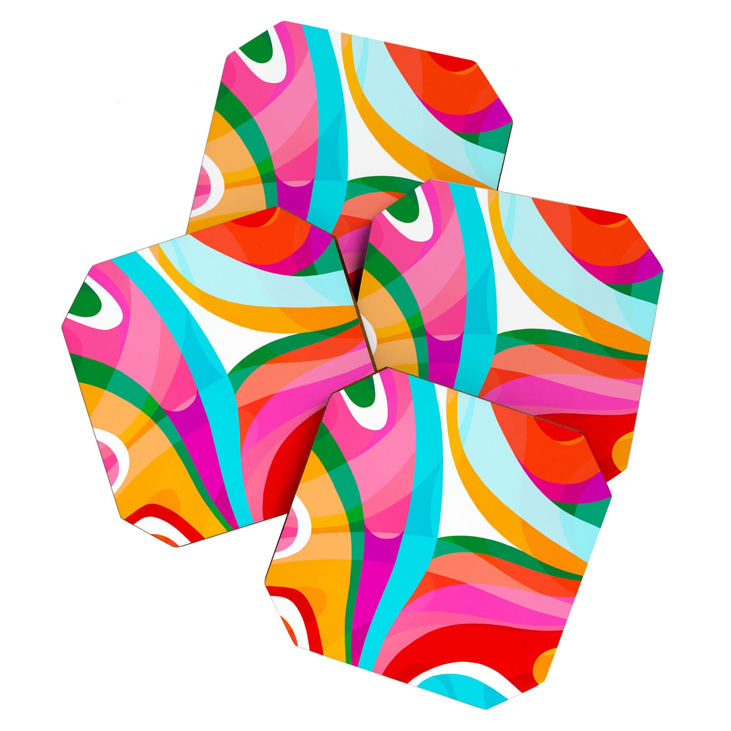 Colorful Mid Century Abstract 3 Coaster Gallery Image 1