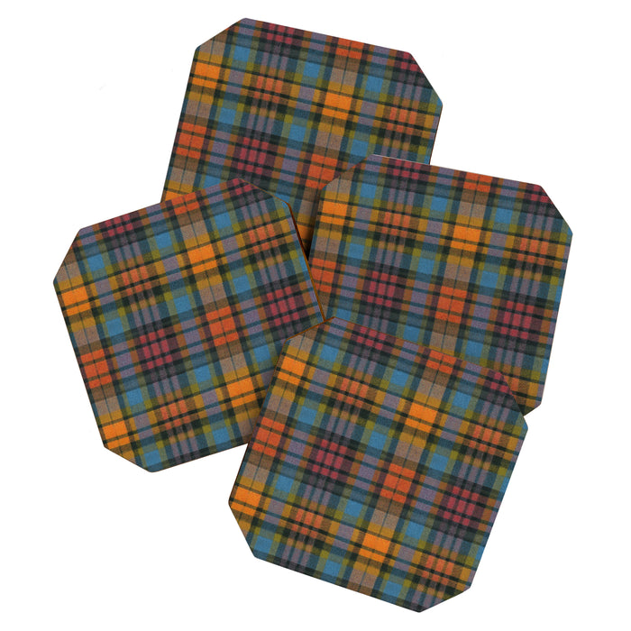 Colorful Tartan Plaid Pattern in Warm Autumn Coaster Gallery Image 1
