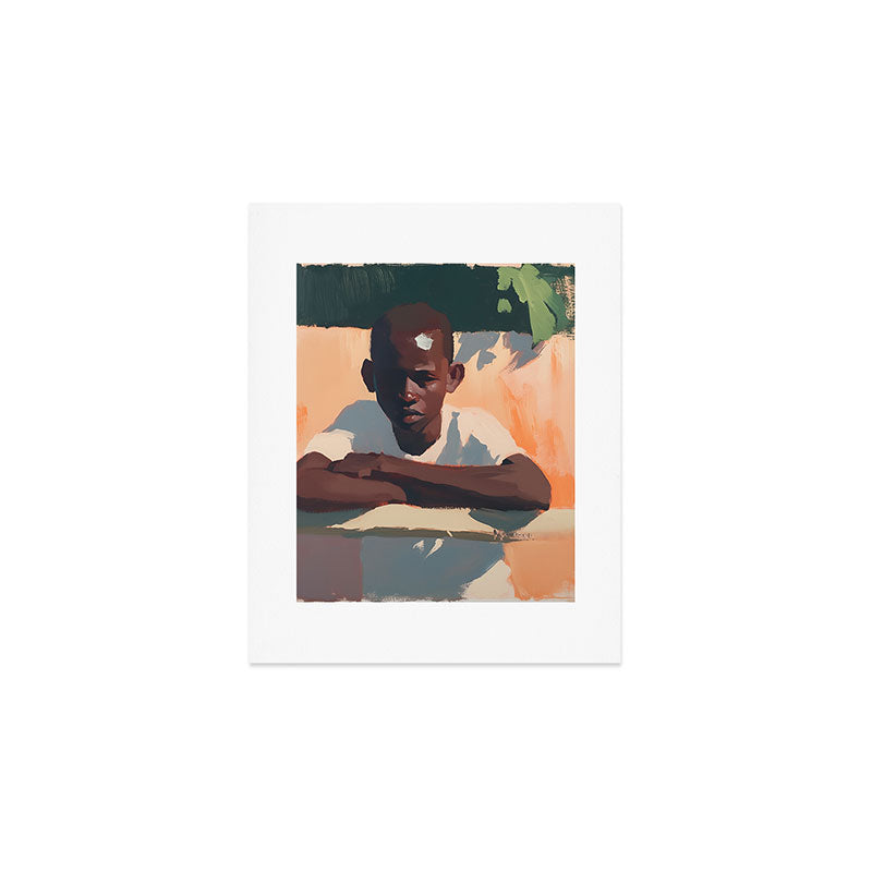 Contemporary Black Portrait in Warm Light Art Print Gallery Image 1