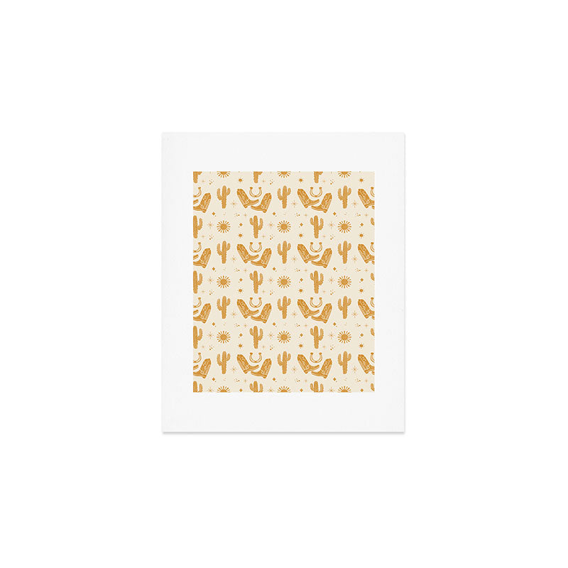 Cowboy Boots Boho Yellow Pattern Western Art Print Gallery Image 1