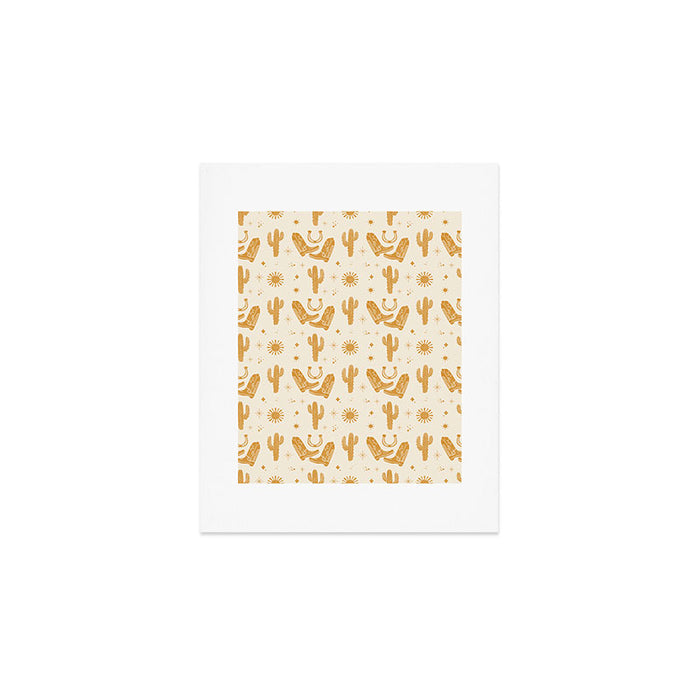 Cowboy Boots Boho Yellow Pattern Western Art Print Gallery Image 1