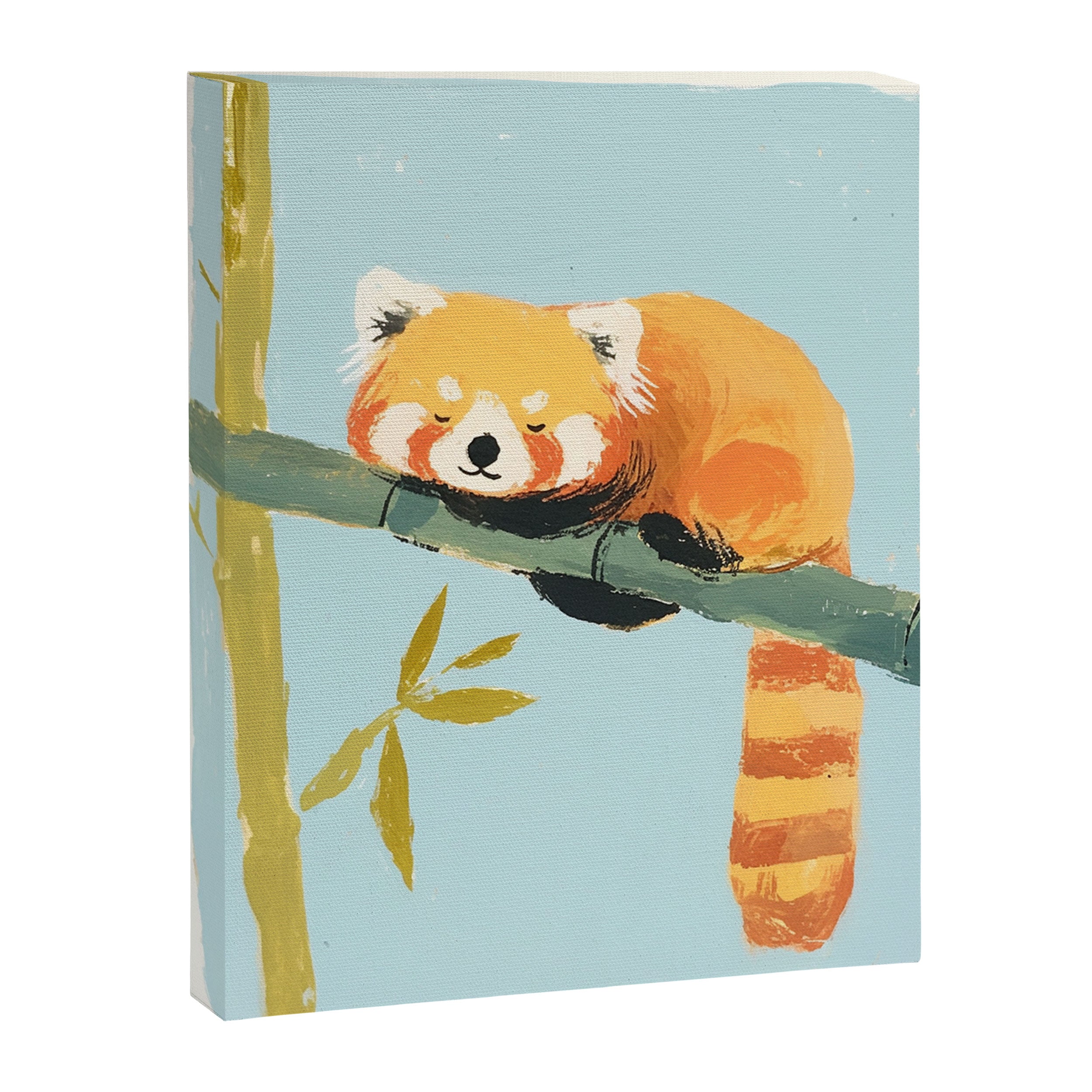 Cute Red Panda Sleeping on Bamboo Adorable Animal Nature Canvas Print Gallery Image 6