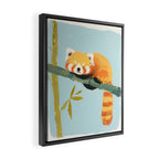 Cute Red Panda Sleeping on Bamboo Adorable Animal Nature Framed Canvas Print Gallery Image 2