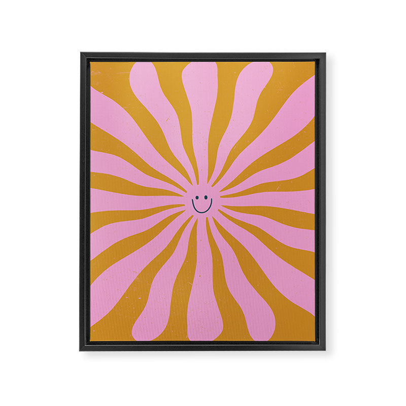 Cute Retro Sun Face  Framed Canvas Print Gallery Image 8