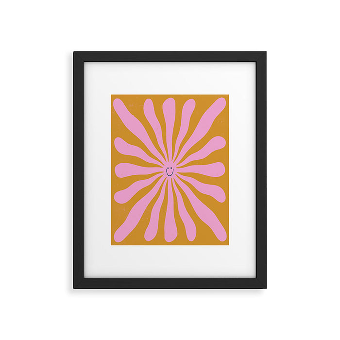 Cute Retro Sun Face  Framed Art Print Gallery Image 1