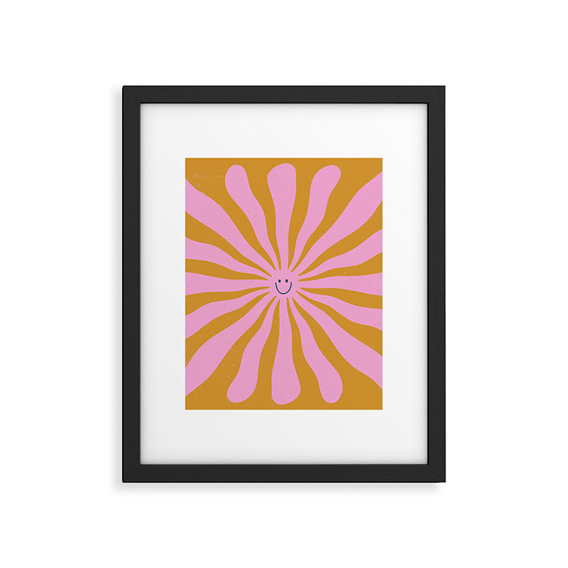 Cute Retro Sun Face  Framed Art Print Gallery Image 6