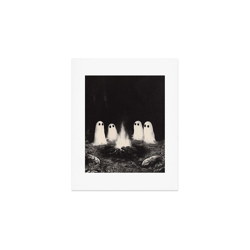 Cute Spooky Ghost Camping Art Print Gallery Image 1