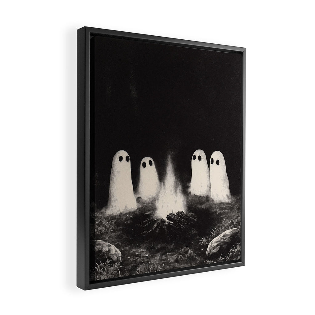 Cute Spooky Ghost Camping Framed Canvas Print Gallery Image 2