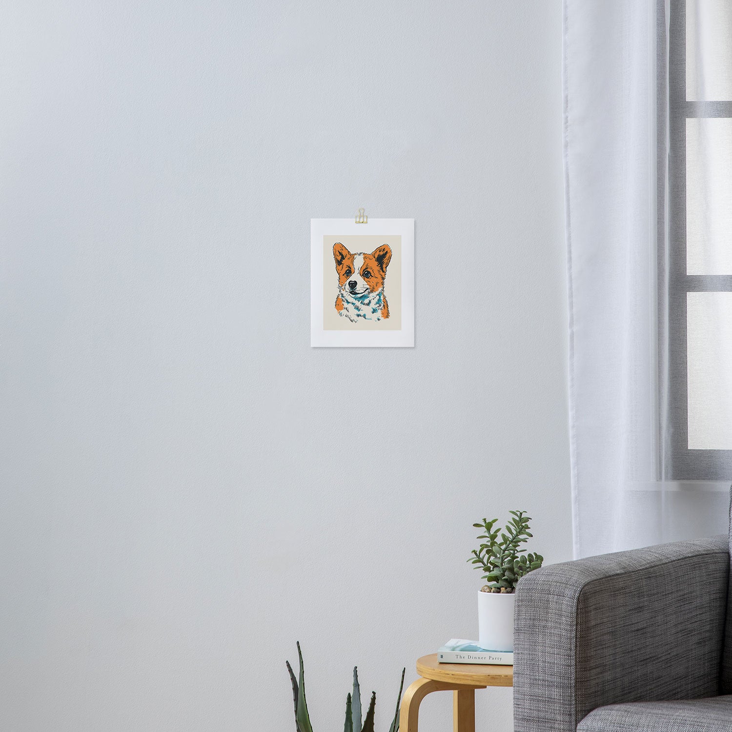Cute Welsh Corgi Puppy Portrait Art Print Gallery Image 3