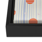 Dots and Vertical Stripes in Orange and Lavender - Playful Geometrics Framed Canvas Print Gallery Image 3