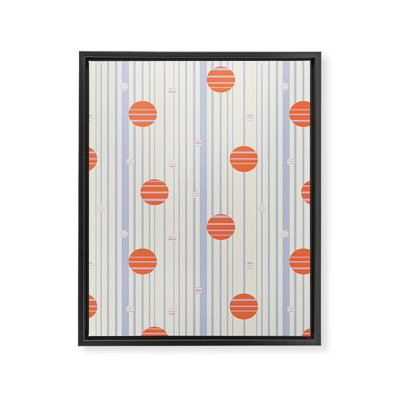 Dots and Vertical Stripes in Orange and Lavender - Playful Geometrics Framed Canvas Print Gallery Image 6