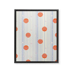 Dots and Vertical Stripes in Orange and Lavender - Playful Geometrics Framed Canvas Print Gallery Image 6