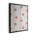 Dots and Vertical Stripes in Orange and Lavender - Playful Geometrics Framed Canvas Print Gallery Image 2