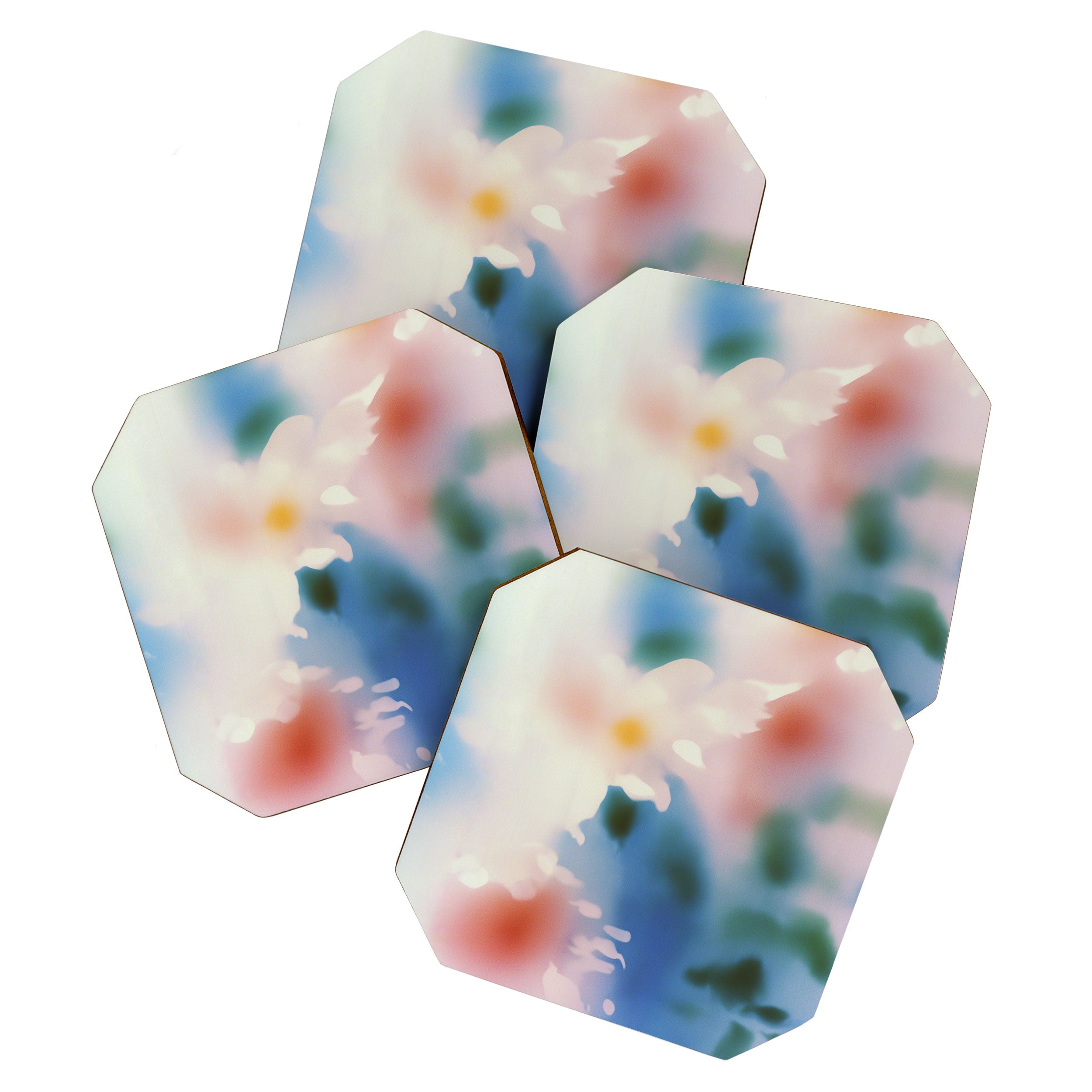 Dreamy Pastel Floral Blur with Soft Focus Aesthetic Coaster Gallery Image 1