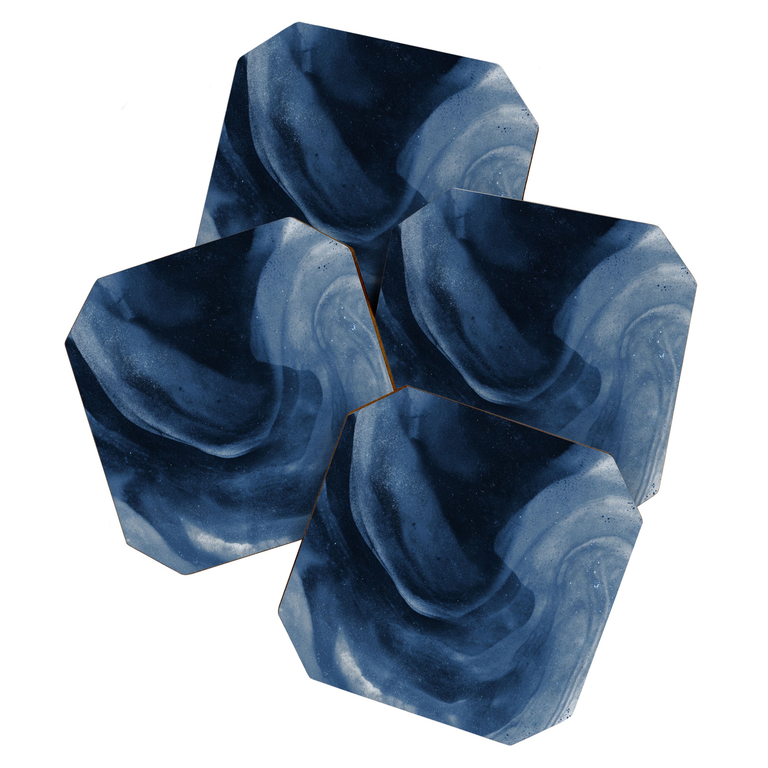 Dusty Blue Ink Swirl - Moody Indigo Wash Coaster Gallery Image 1
