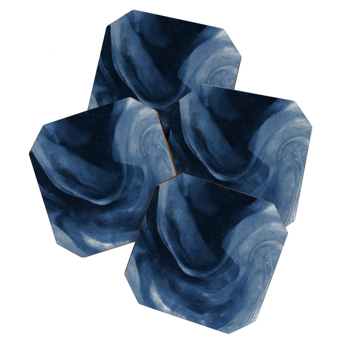 Dusty Blue Ink Swirl - Moody Indigo Wash Coaster Gallery Image 1