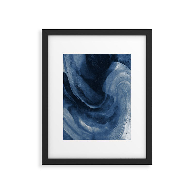 Dusty Blue Ink Swirl - Moody Indigo Wash Framed Art Print Gallery Image 5
