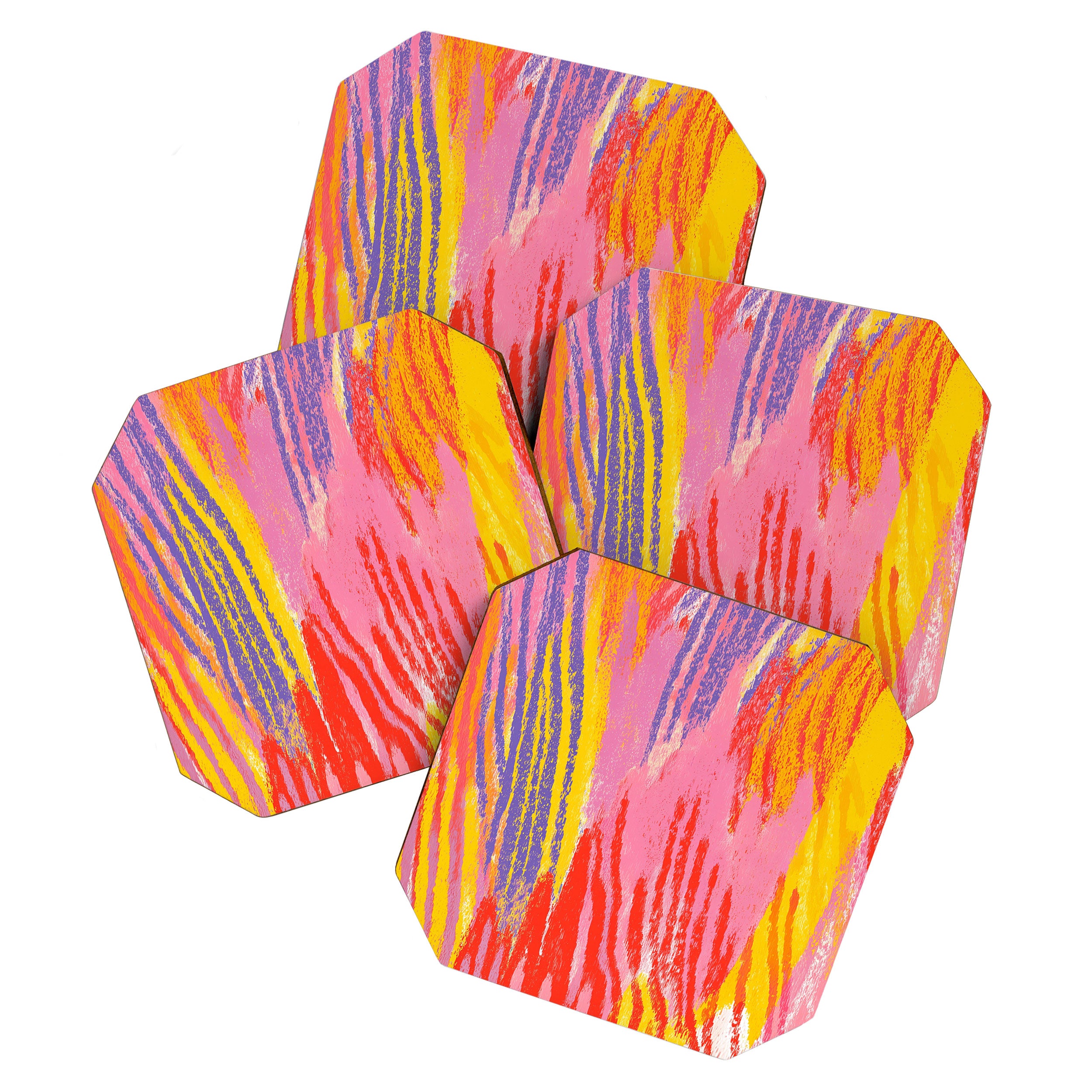 Electric Dopamine Burst Vibrant Abstract Pattern in Hot Pink, Red, Yellow Coaster Gallery Image 1