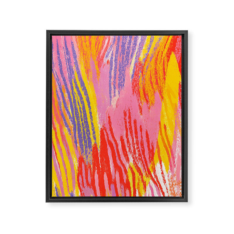 Electric Dopamine Burst Vibrant Abstract Pattern in Hot Pink, Red, Yellow Framed Canvas Print Gallery Image 6