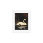 Elegant White Swan on Autumn Lake Romantic Vintage Art Print Gallery Image 1