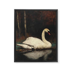 Elegant White Swan on Autumn Lake Romantic Vintage Framed Canvas Print Gallery Image 6