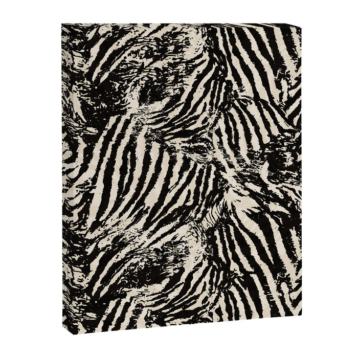 Elegant Zebra Stripes Modern Abstract Animal Pattern in Black and Beige Canvas Print Gallery Image 1