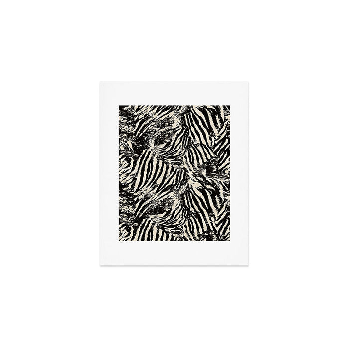 Elegant Zebra Stripes Modern Abstract Animal Pattern in Black and Beige Art Print Gallery Image 1