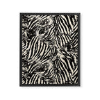 Elegant Zebra Stripes Modern Abstract Animal Pattern in Black and Beige Framed Canvas Print Gallery Image 6