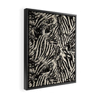 Elegant Zebra Stripes Modern Abstract Animal Pattern in Black and Beige Framed Canvas Print Gallery Image 2
