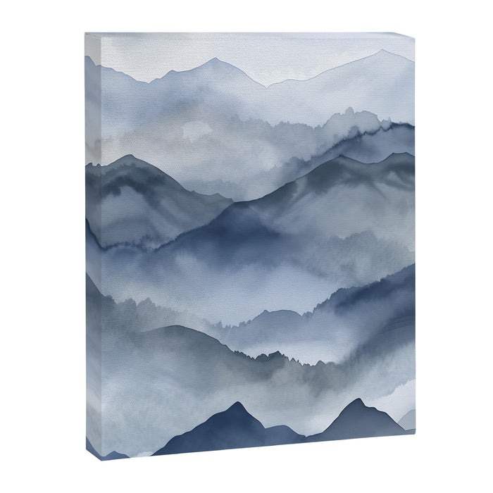 Foggy Mountains Wanderlust Blue Boho Canvas Print Gallery Image 1