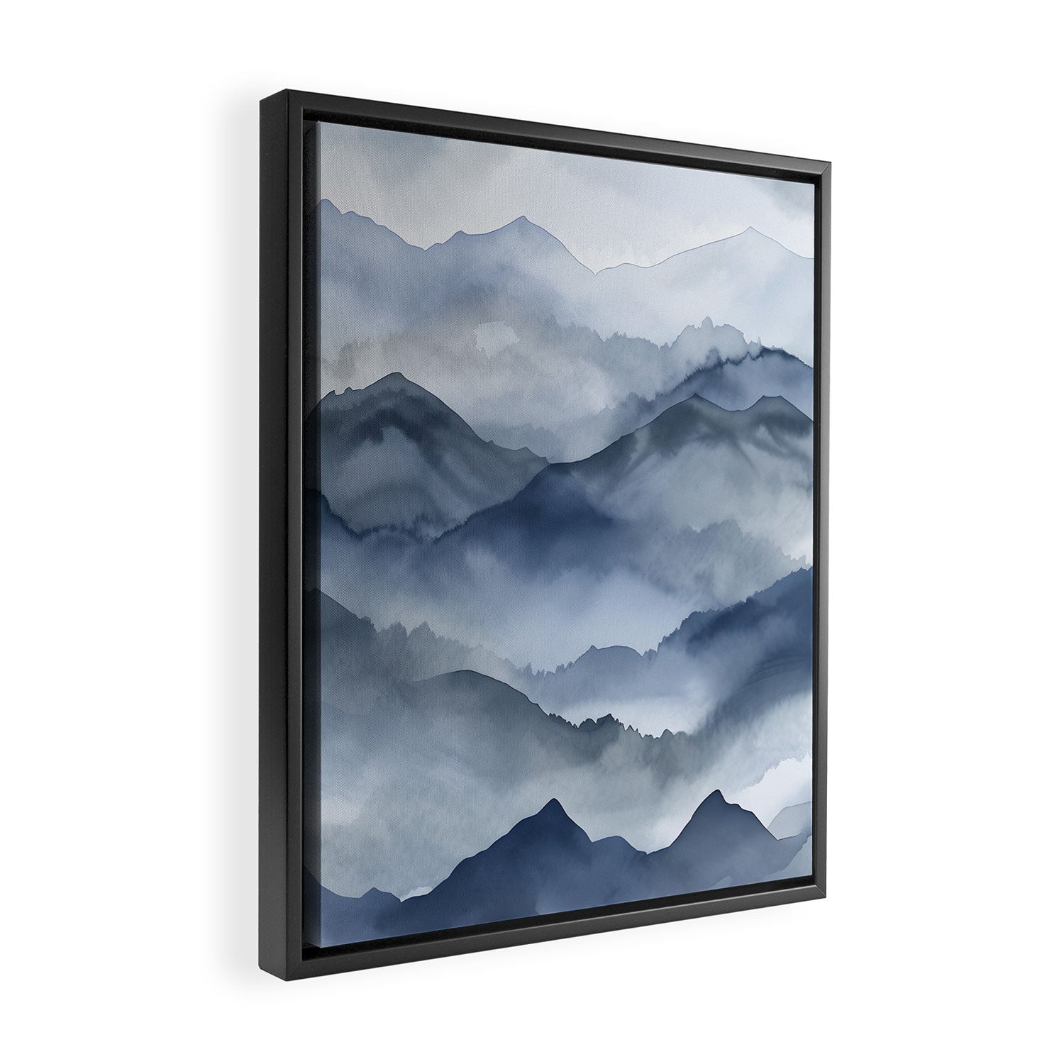 Foggy Mountains Wanderlust Blue Boho Framed Canvas Print Gallery Image 2