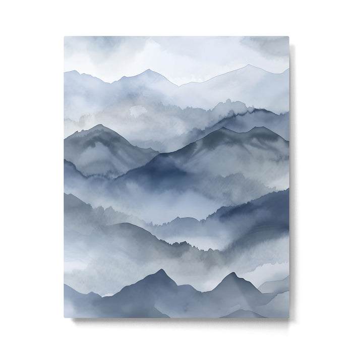 Foggy Mountains Wanderlust Blue Boho Metal Print Gallery Image 1