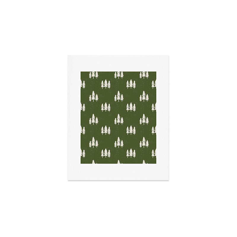Forest Green Pines Trees Wanderlust Pattern Art Print Gallery Image 1