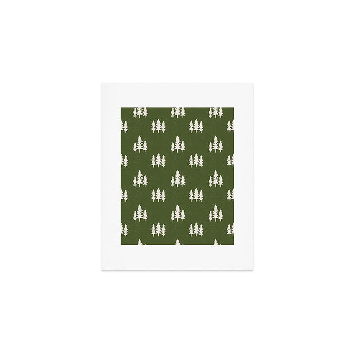 Forest Green Pines Trees Wanderlust Pattern Art Print Gallery Image 1