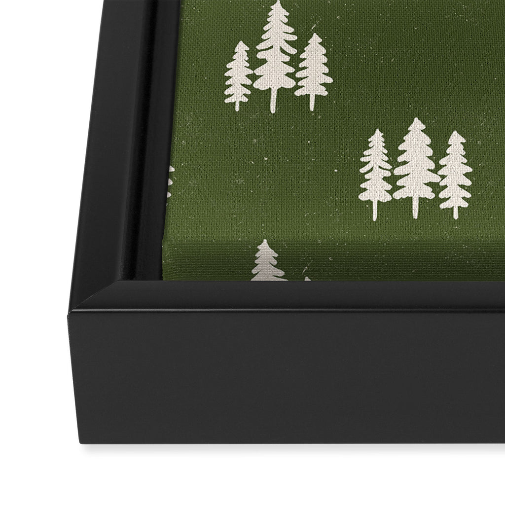 Forest Green Pines Trees Wanderlust Pattern Framed Canvas Print Gallery Image 3
