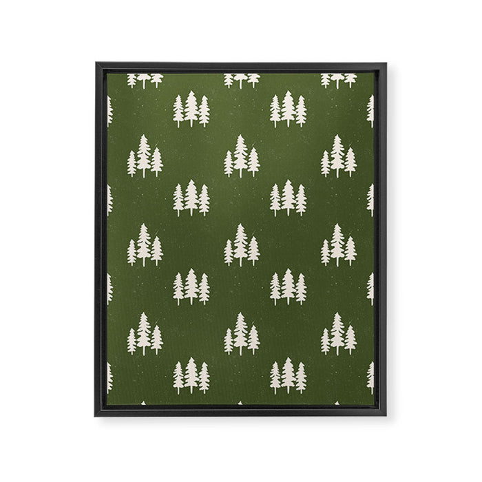 Forest Green Pines Trees Wanderlust Pattern Framed Canvas Print Gallery Image 1