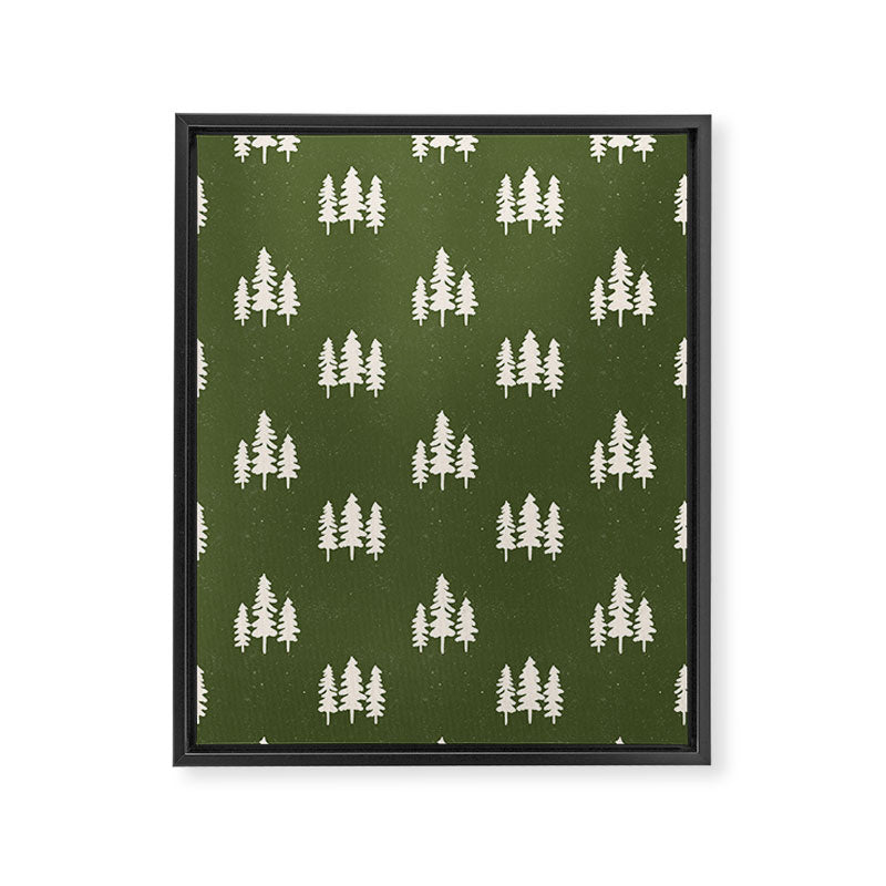 Forest Green Pines Trees Wanderlust Pattern Framed Canvas Print Gallery Image 6