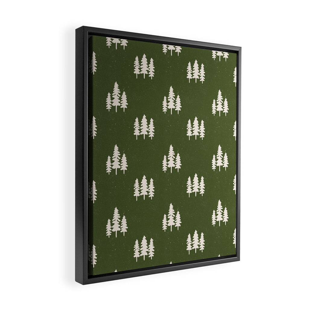 Forest Green Pines Trees Wanderlust Pattern Framed Canvas Print Gallery Image 2